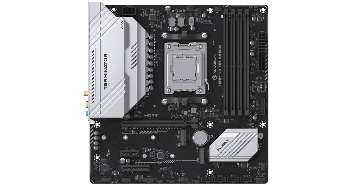 MAXSUNMS-Terminator B850M WIFI socket AM5 moederbord  (Zwart, RAID, 2.5 Gb-LAN, WLAN, BT, Sound, µATX)