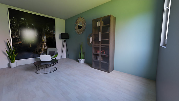 Armoire effet chêne grisé portes battantes verre transparent GoodHome Atomia H. 187,5 x L. 75 x P. 37 cm