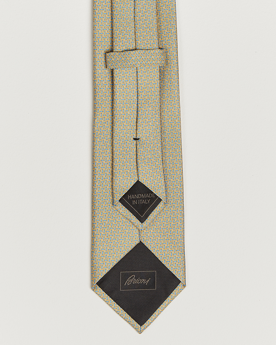 Brioni Printed Silk Tie Yellow