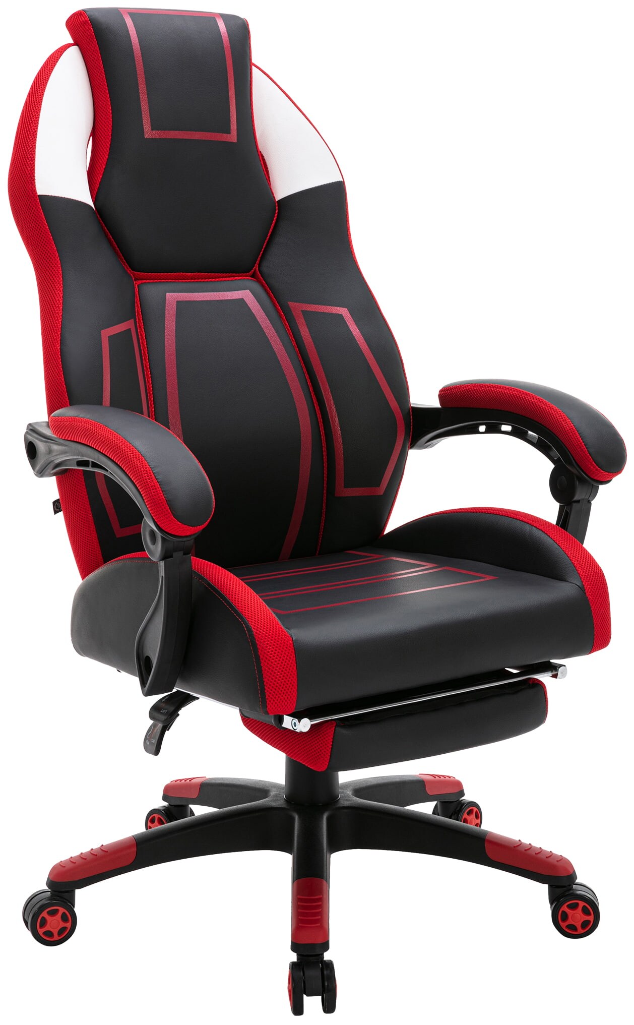 CLP Bürostuhl Clovis Kunstleder I Höhenverstellbarer Schreibtischstuhl Mit Kopfstütze I Gaming-Stuhl mit Fußstütze