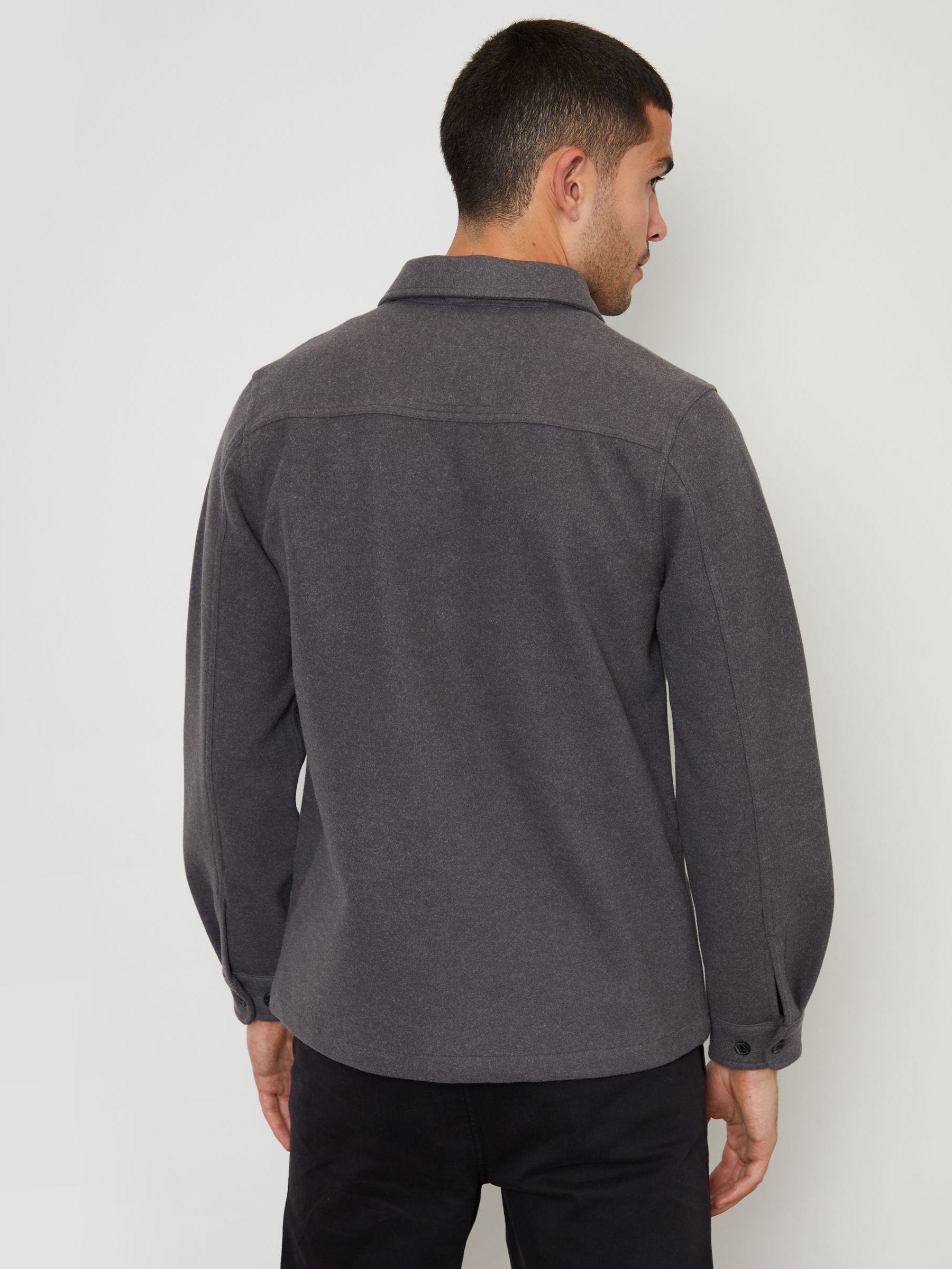 Grijs - Threadbare imitatiebont wollen knoopsluiting overshirt