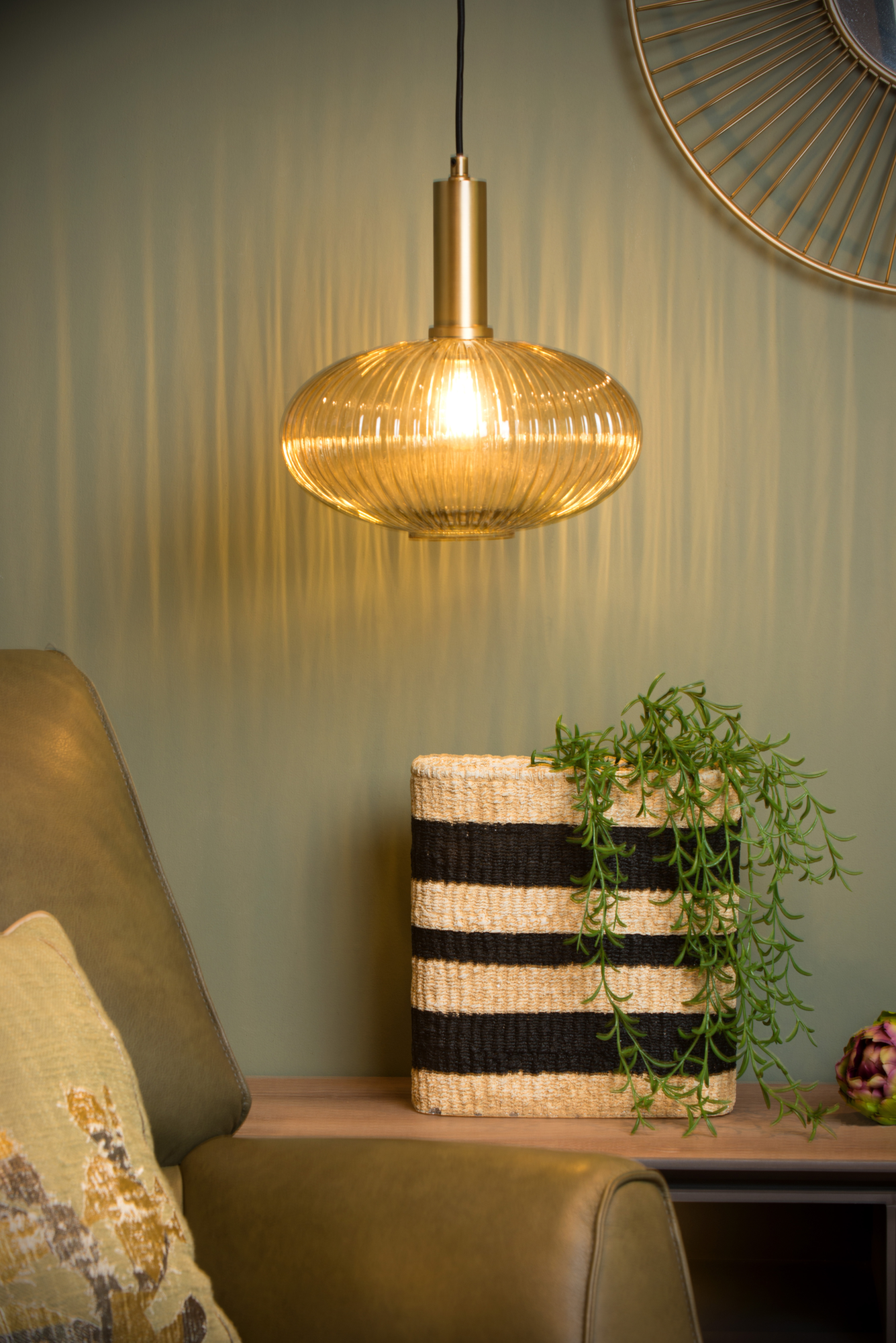 Hanglamp Danique Ø30 cm amber/messing
