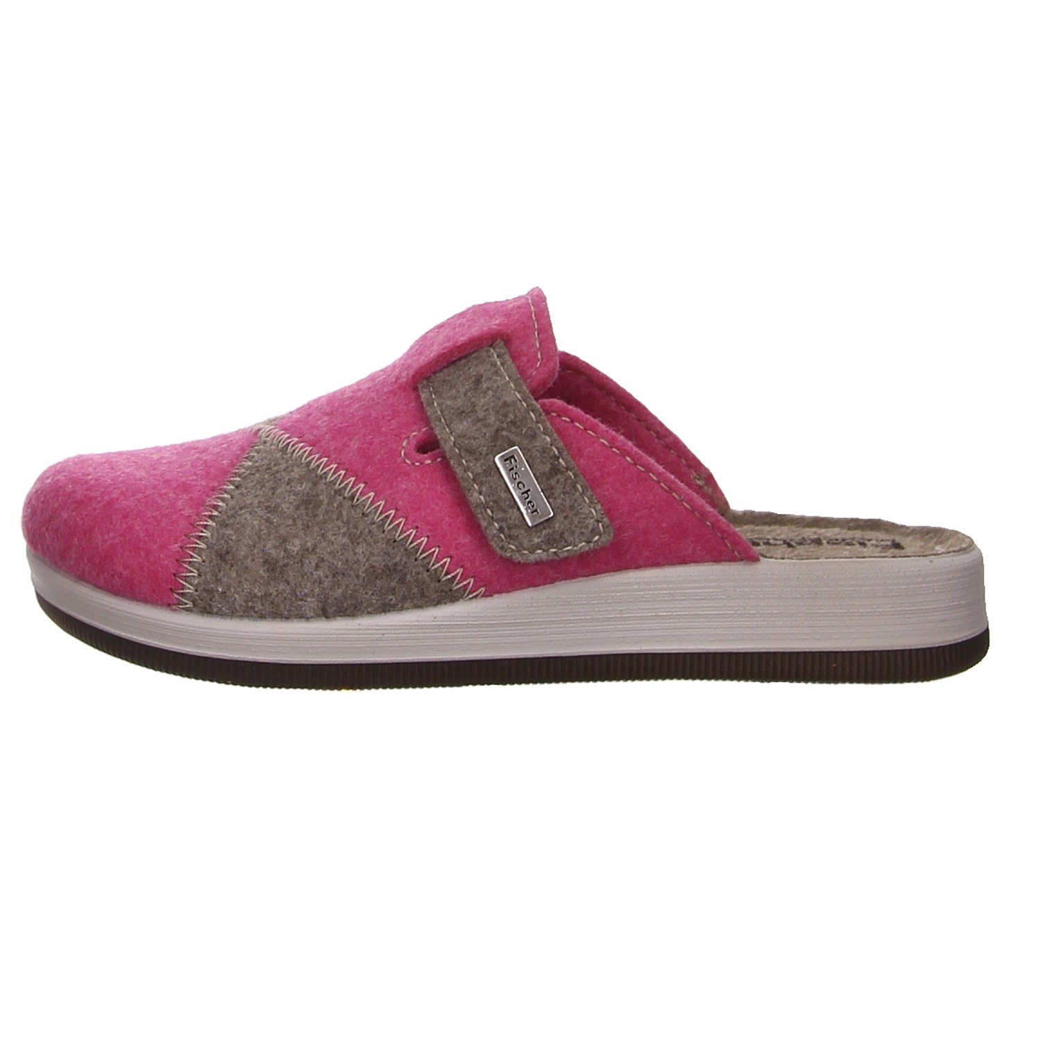 Fischer Pantoffeln rosa/grau rose/pink