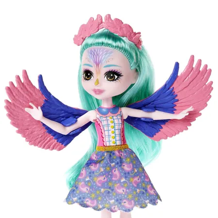 Mattel Enchantimals City Tails Filia Finch Familie, Puppe mit 3 Tier-Figuren