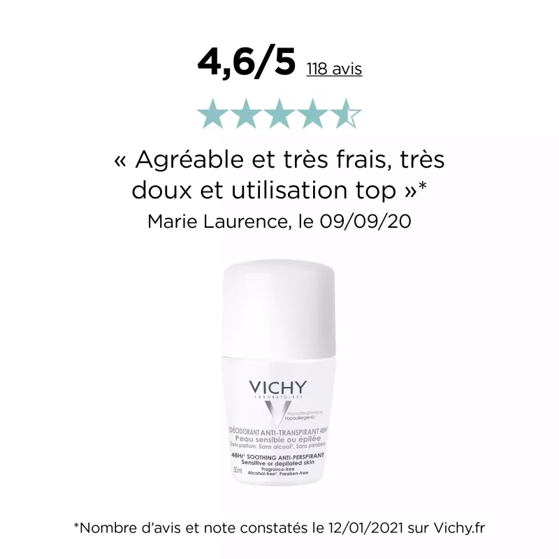 Déodorant Anti-Transpirant 48H - Roll-On Peau Sensible - LOT 2x50ml