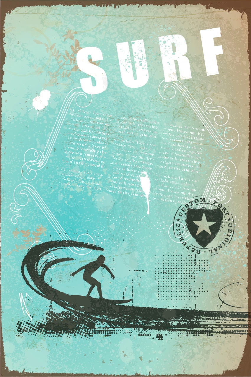queence Metallbild »Surf« 1 Stk. tlg. Stahlschilder
