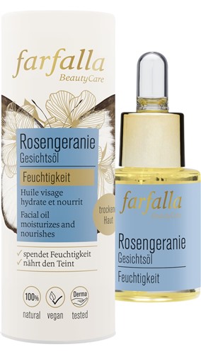 Farfalla Feuchtigkeitsspendendes Gesichtsöl<br>15 ml, Öl, Rosengeranie