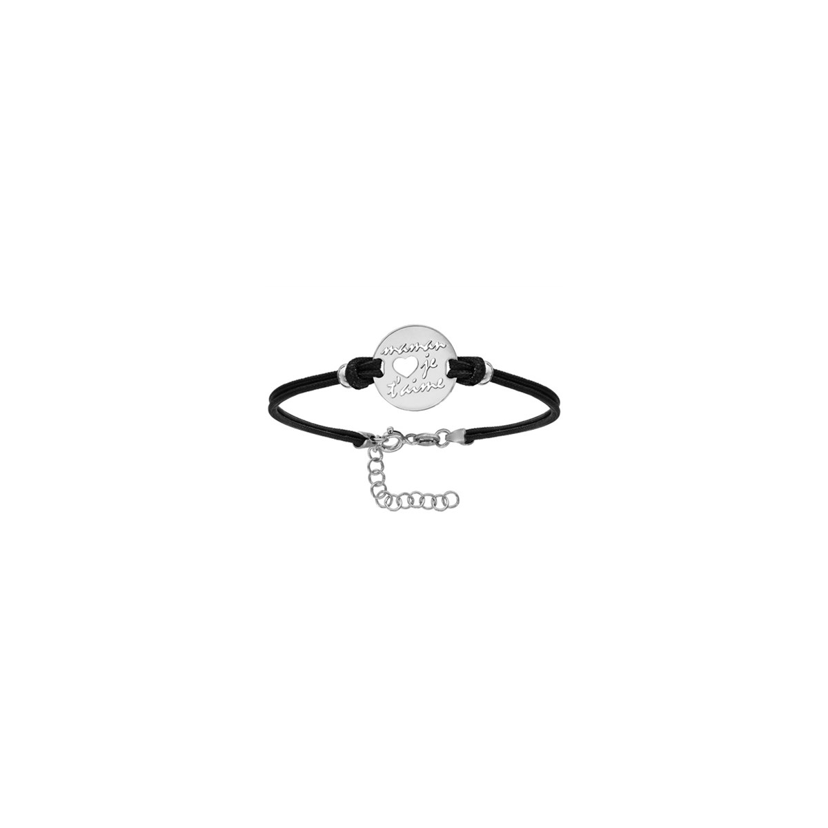 Bracelet cordon noir - Maman je t'aime
