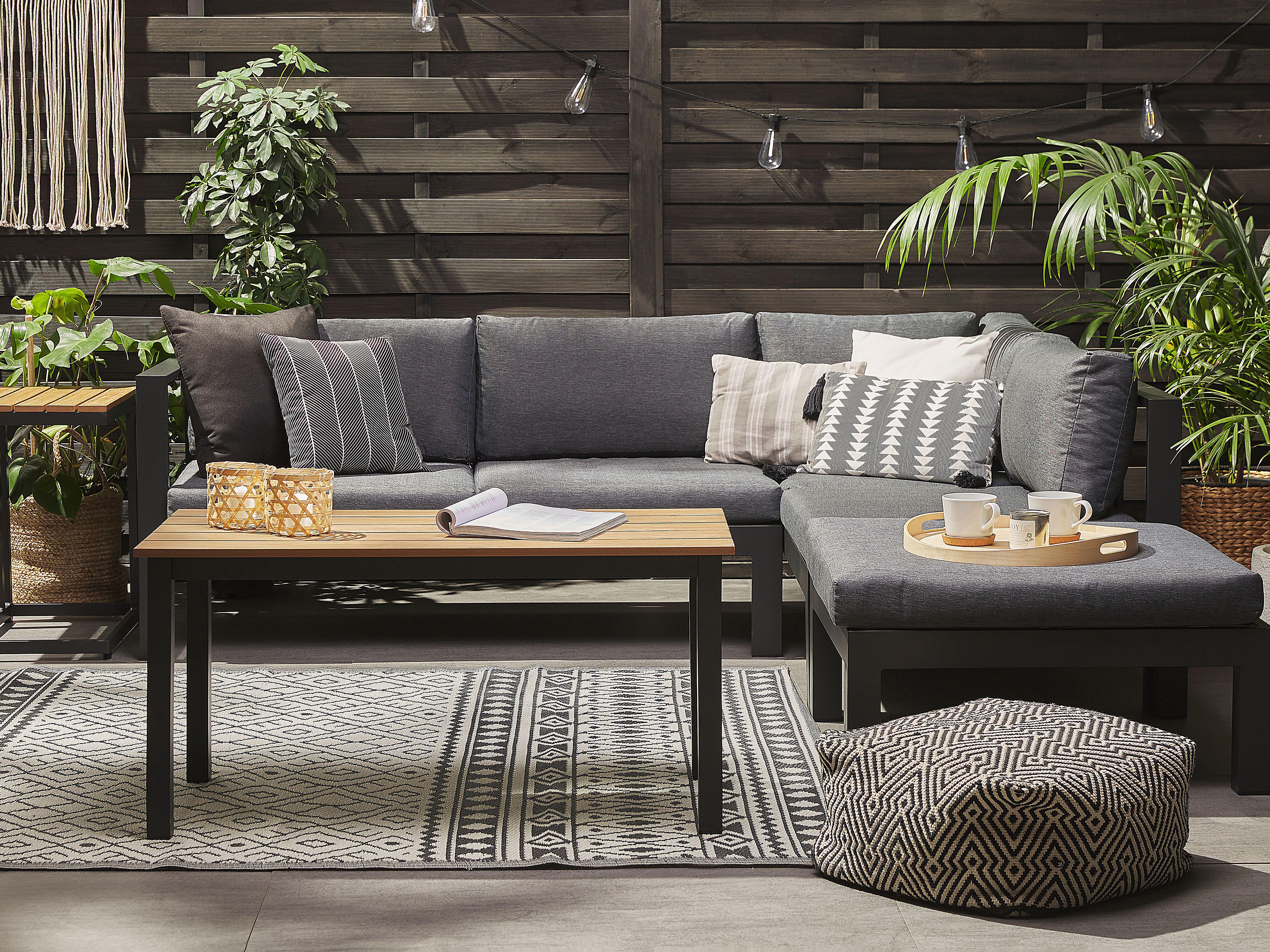 Tuin hoekloungeset met tafel 5-zits MESSINA linkszijdig Metaal Zwart