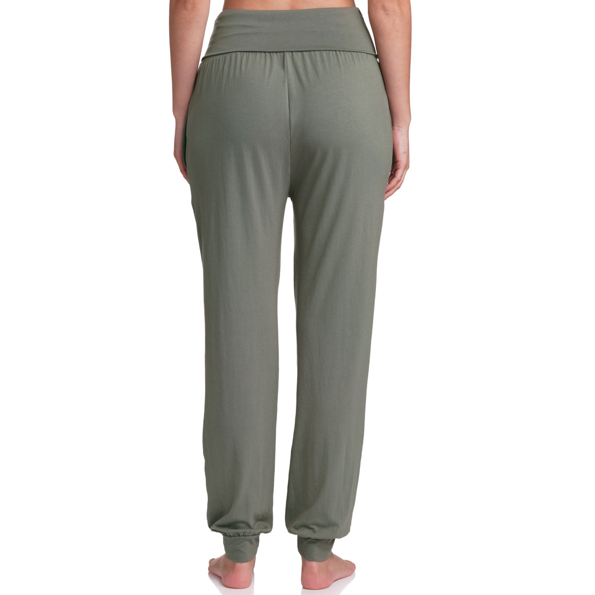 Gina Sports Damen Yoga-Hose mit breitem Bund oliv