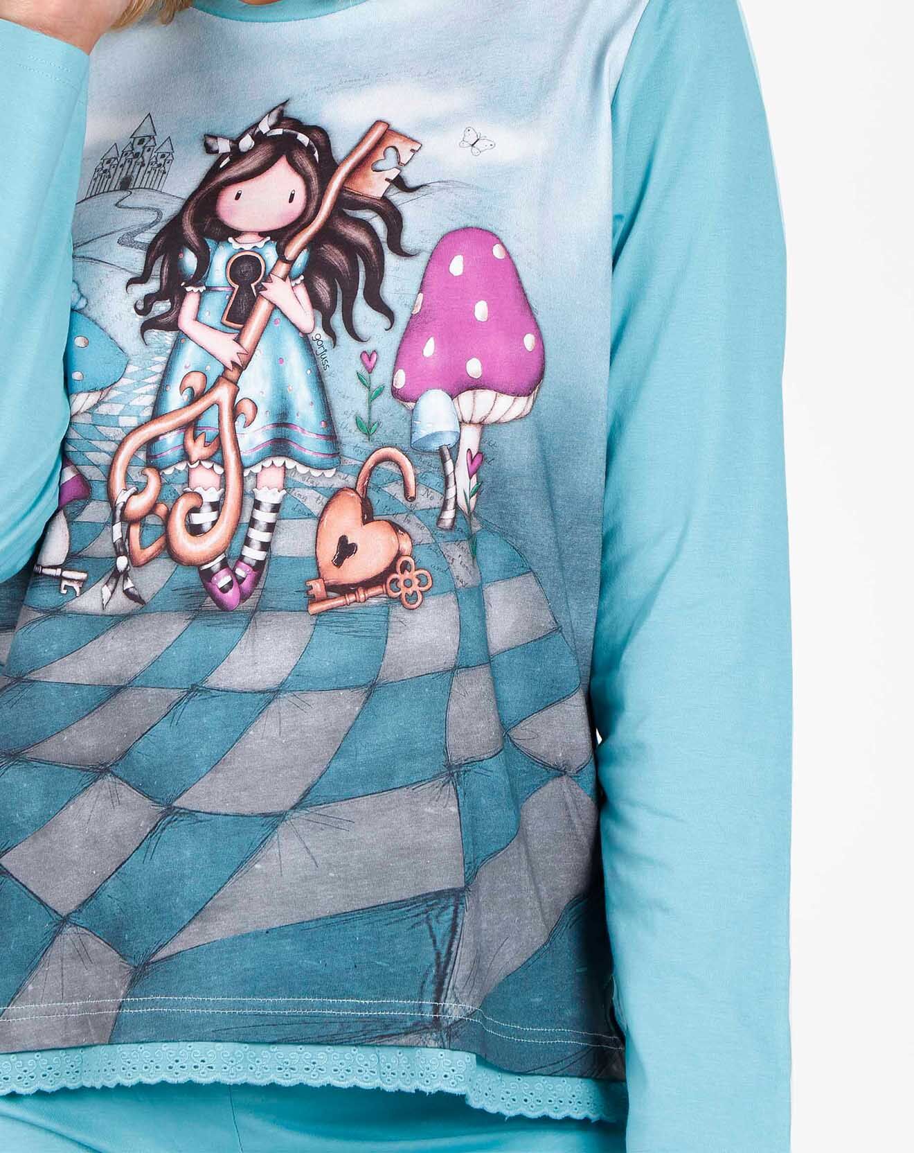 Santoro Gorjuss Pyjama Curiosity haut manches longues & Pantalon turquoise