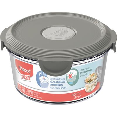 Maped Picnik Concept Adult - Boite à déjeuner en verre compact 800 ml - gris
