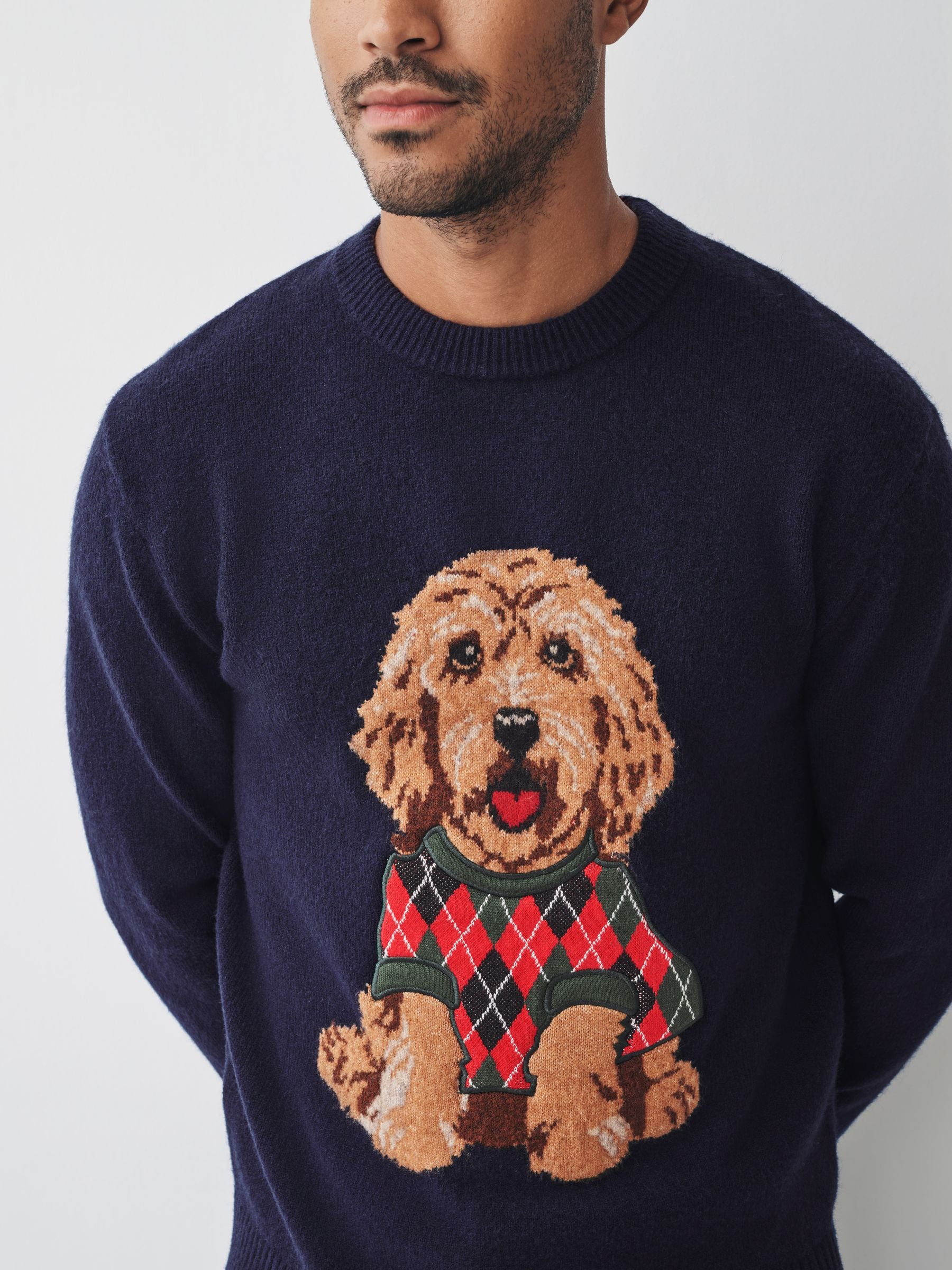 Donkerblauw - Dog Graphic Matching Family Christmas Jumper
