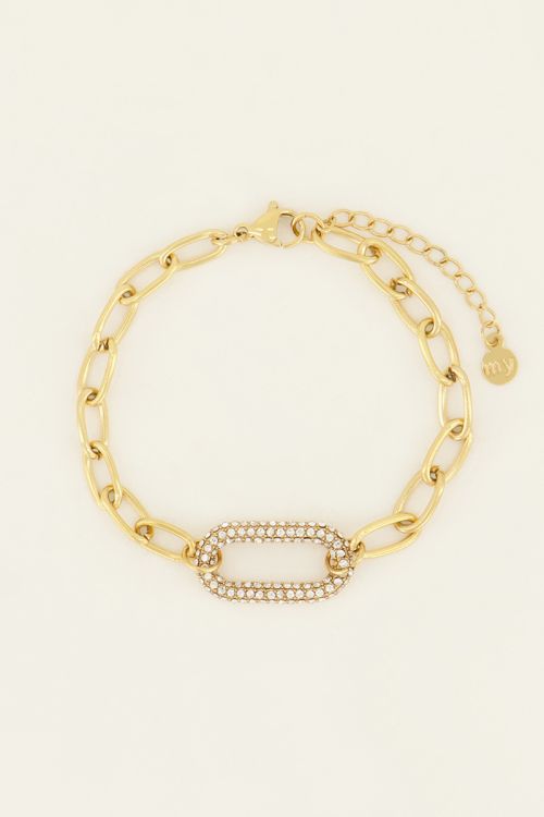 Schakelarmband met strass bedel