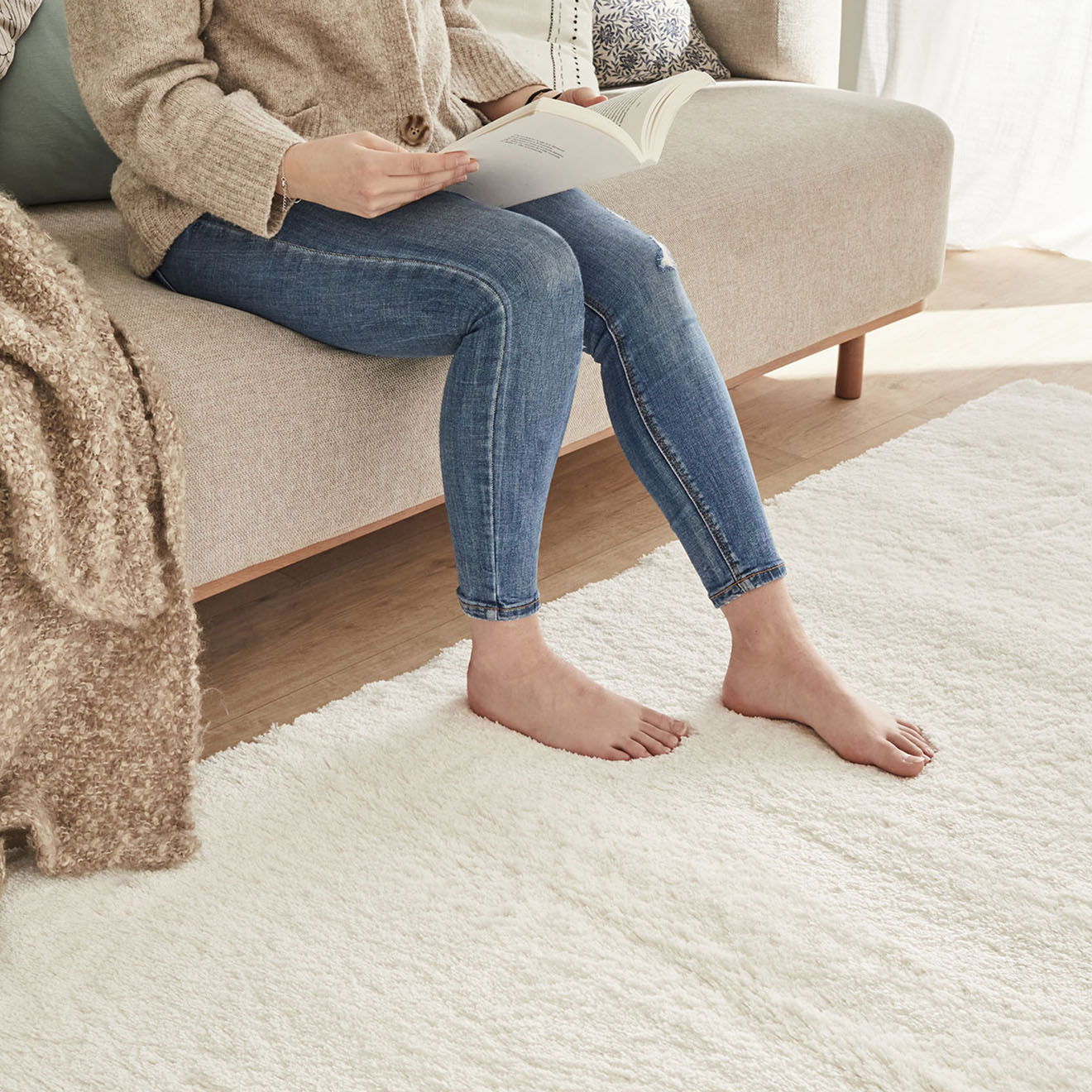 Nazar Rugs Tapis shaggy doux Oslo 902 blanc - 120x160 cm
