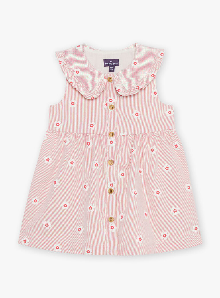 Robe écrue à rayures et fleurs