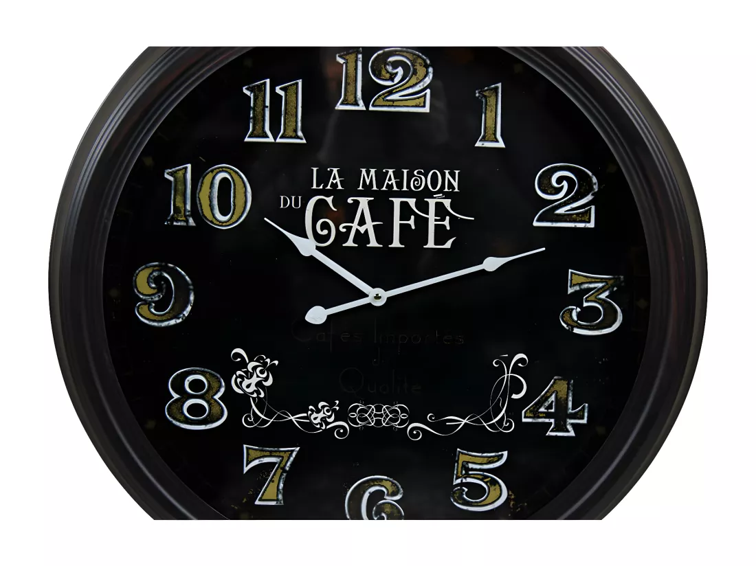 Horloge ancienne murale la maison du café Métal Noir - Décoration d'Autrefois