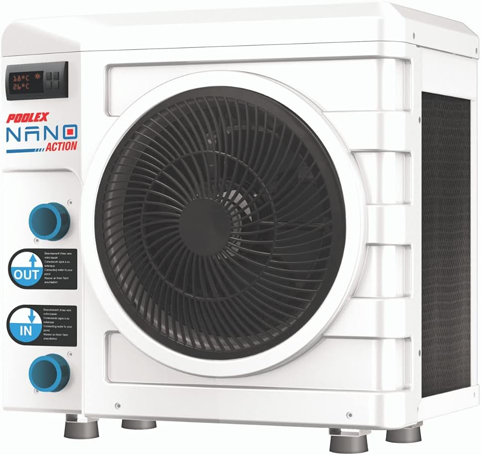 N NETSPA Poolex Nano Action 3 Poolstar PC-Nano-A3 – Wärmepumpe für kleine Aufstellpools – Verbrauch von 600 W – Volumen des Beckens von 10 bis 21 m³, Weiß