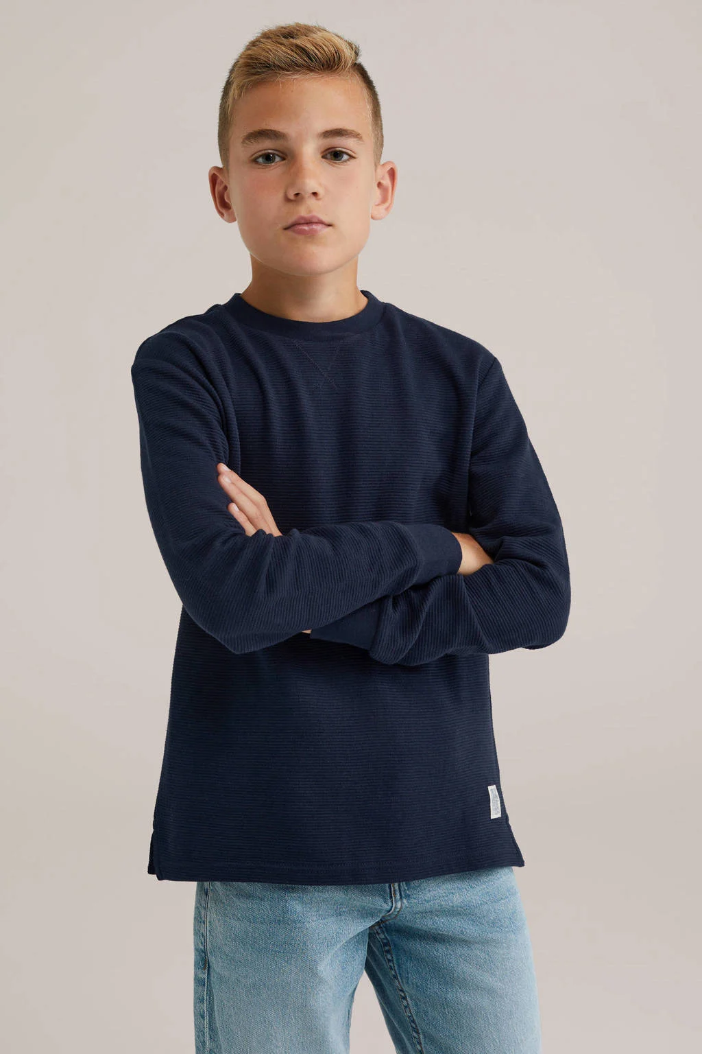 WE Fashion Blue Ridge sweater donkerblauw