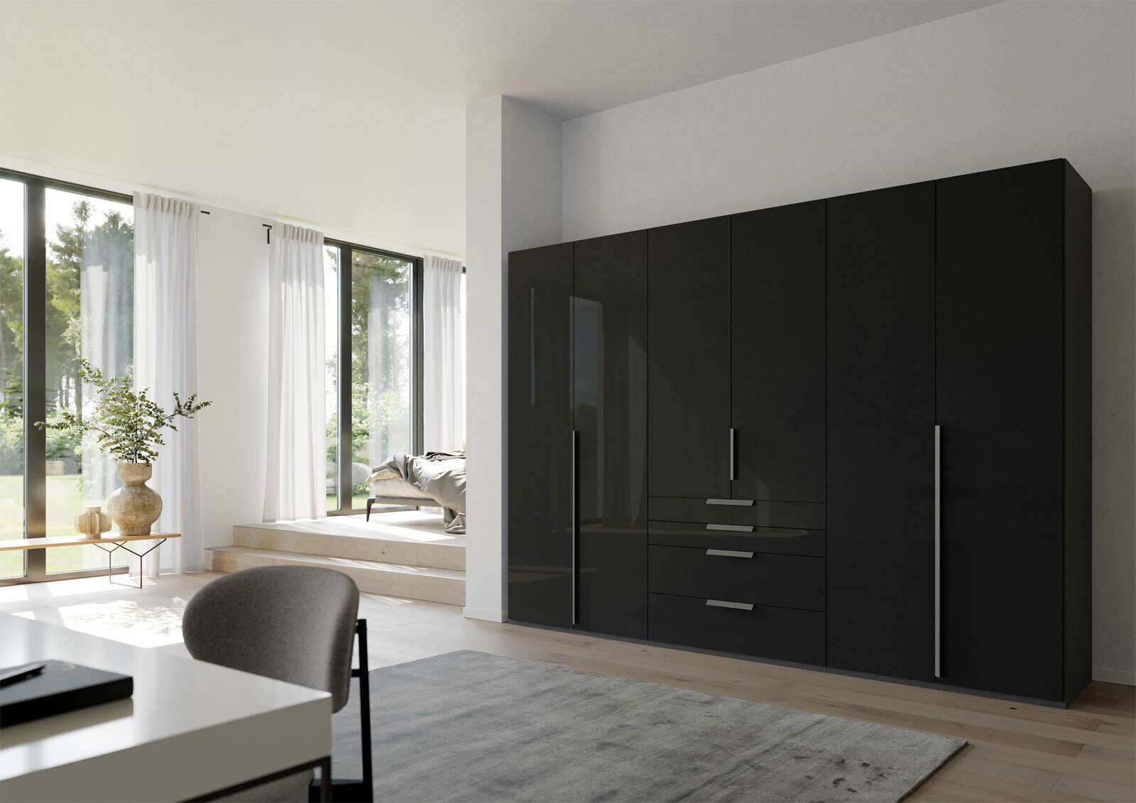 Kleiderschrank PURISMA Graphitgrau/ Glas Graphitgrau