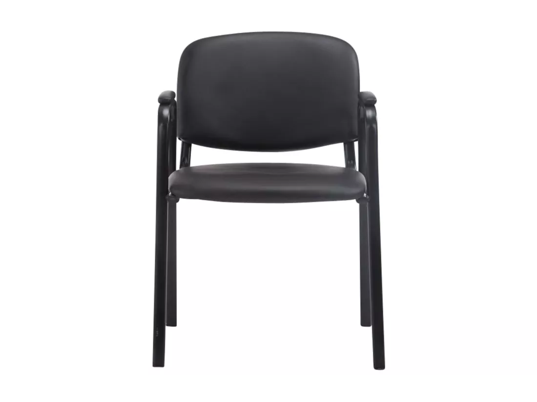 Lot de 4 Chaise de salle à manger - Similicuir & Métal noir mat - Noir - Ken Pro