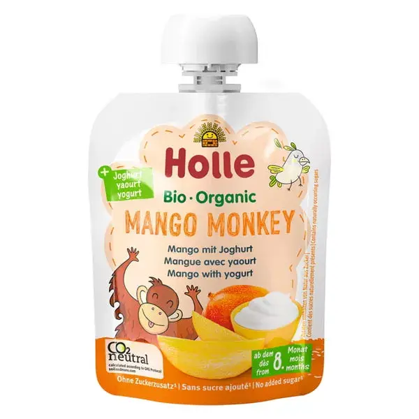 Iogurte Holle em Garrafa Sabor Manga Monkey Manga +8m Orgânico 85g