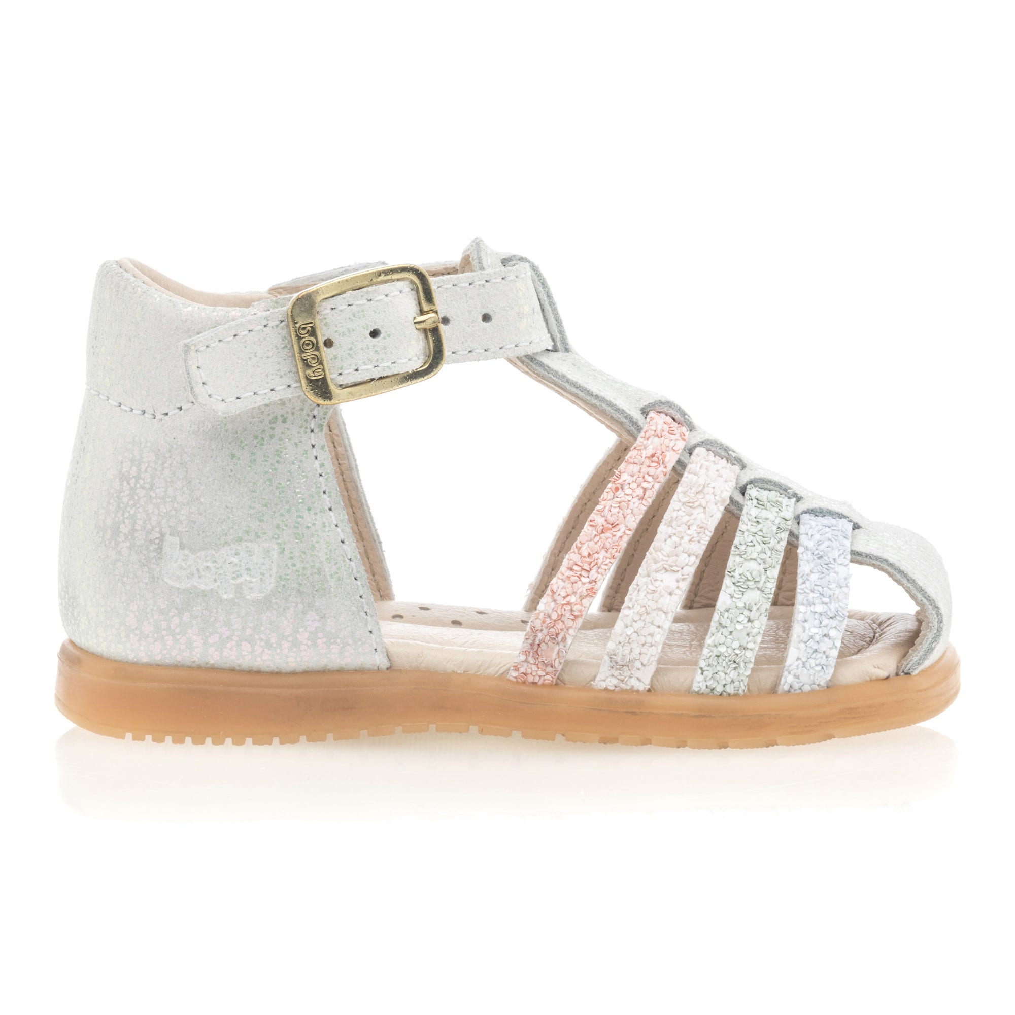 Nu-pieds Bébé fille en cuir blanc