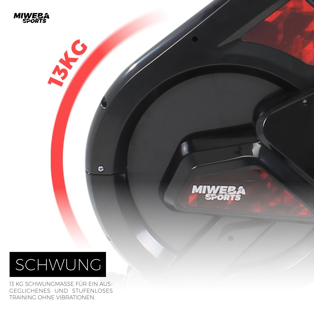 Miweba Sports Indoor Cycle MS300, 13 kg Schwungrad, für zuhause geeignet (Schwarz)