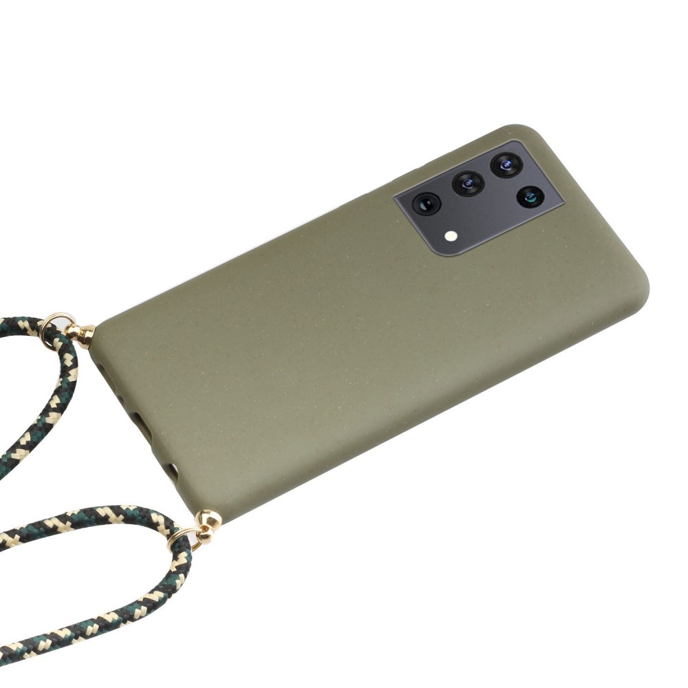 Samsung Galaxy S21 Ultra 5G Necklace Bio Gummi Case Hülle Eco Friendly Nachhaltig Kompostierbar   Handykette (150cm) - Grün