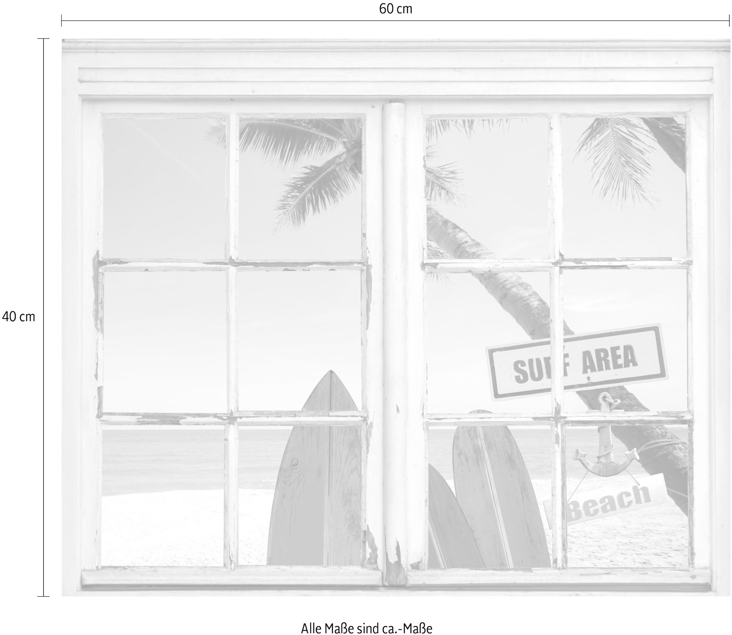 queence Wandsticker »Surf Area Beach« Wandsticker, Wandbild, selbstklebend, Surfer