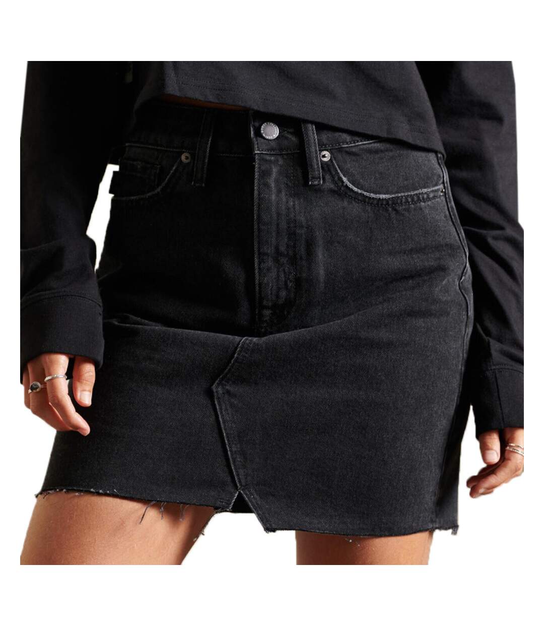 Jupe en Jean Noir Femme Superdry Mini Skirt
