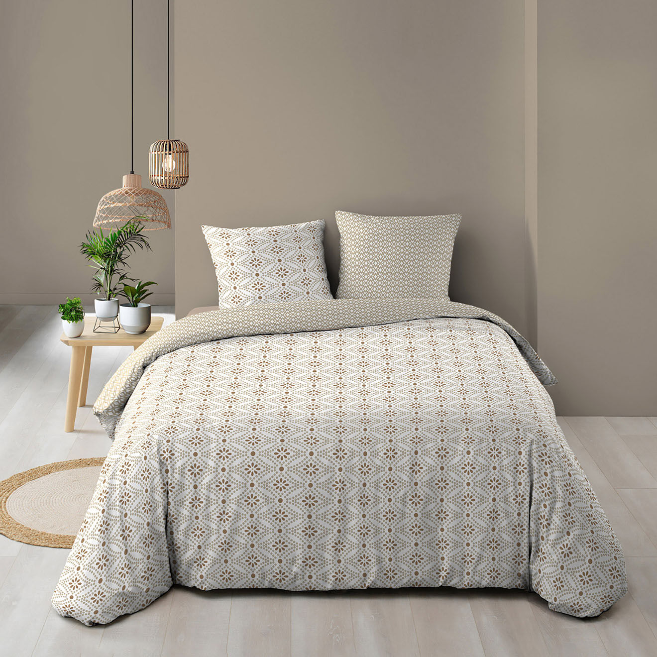 Douceur d'intérieur Parure housse de couette réversible Brianna multicolore