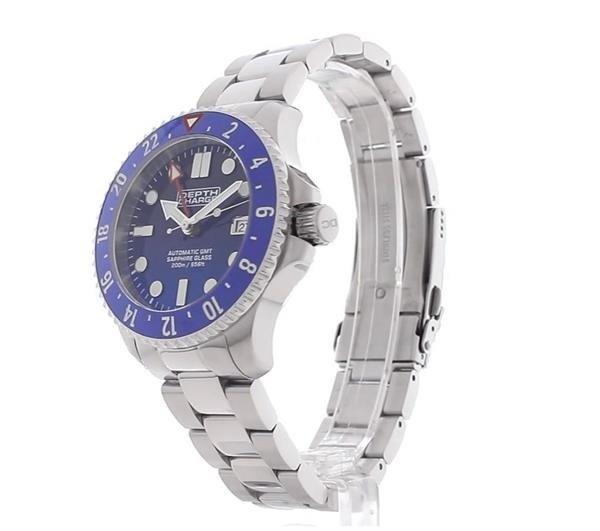 Depth Charge Stainless Steel Blue Dial Dive Watch