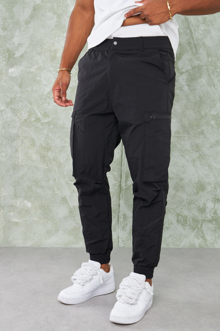 Pantalon noir en toile à poches