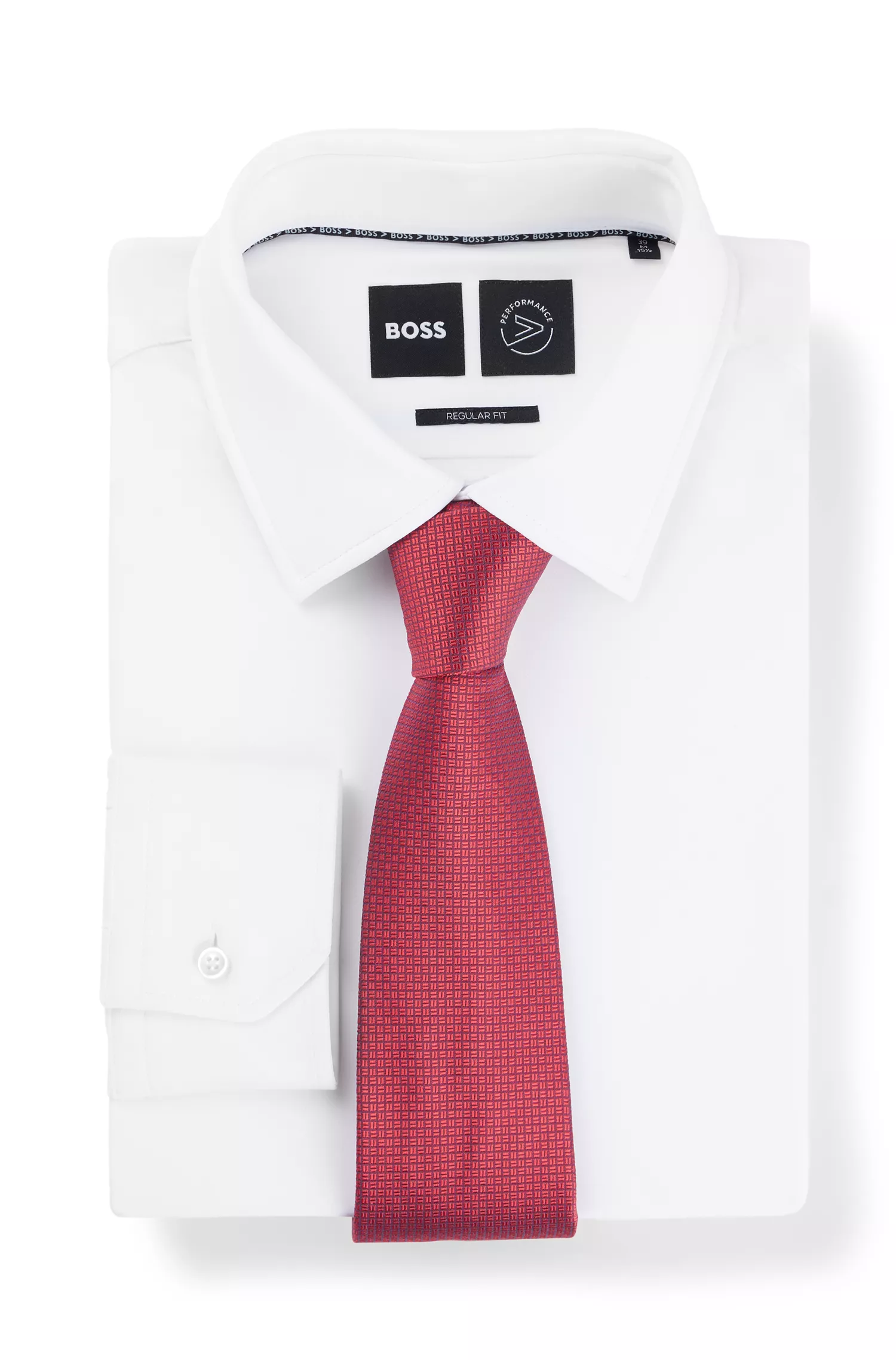 Gravata BOSS em mistura de seda preta com padrão jacquard.