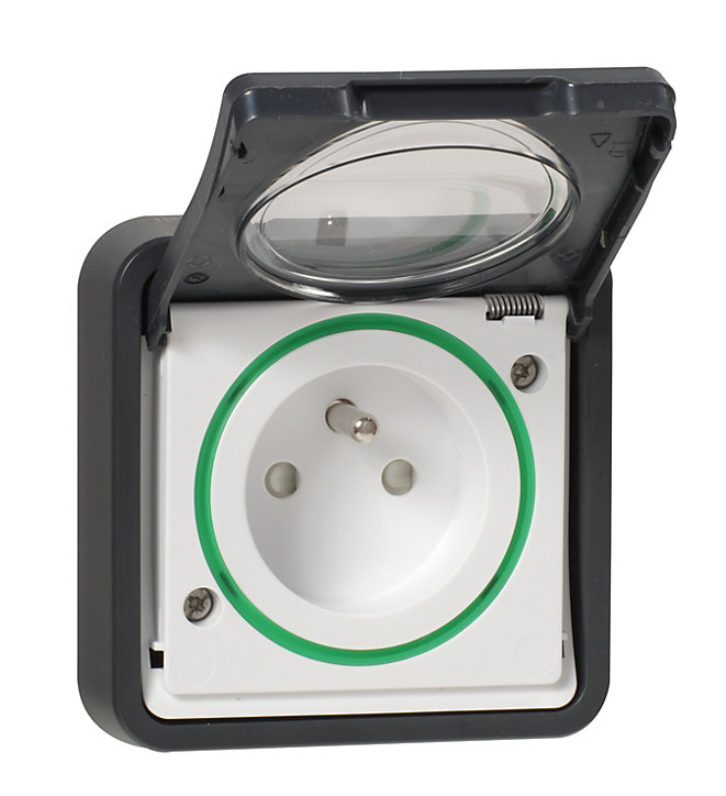 Prise encastrée avec terre étanche complète Schneider Electric Mureva Styl anthracite