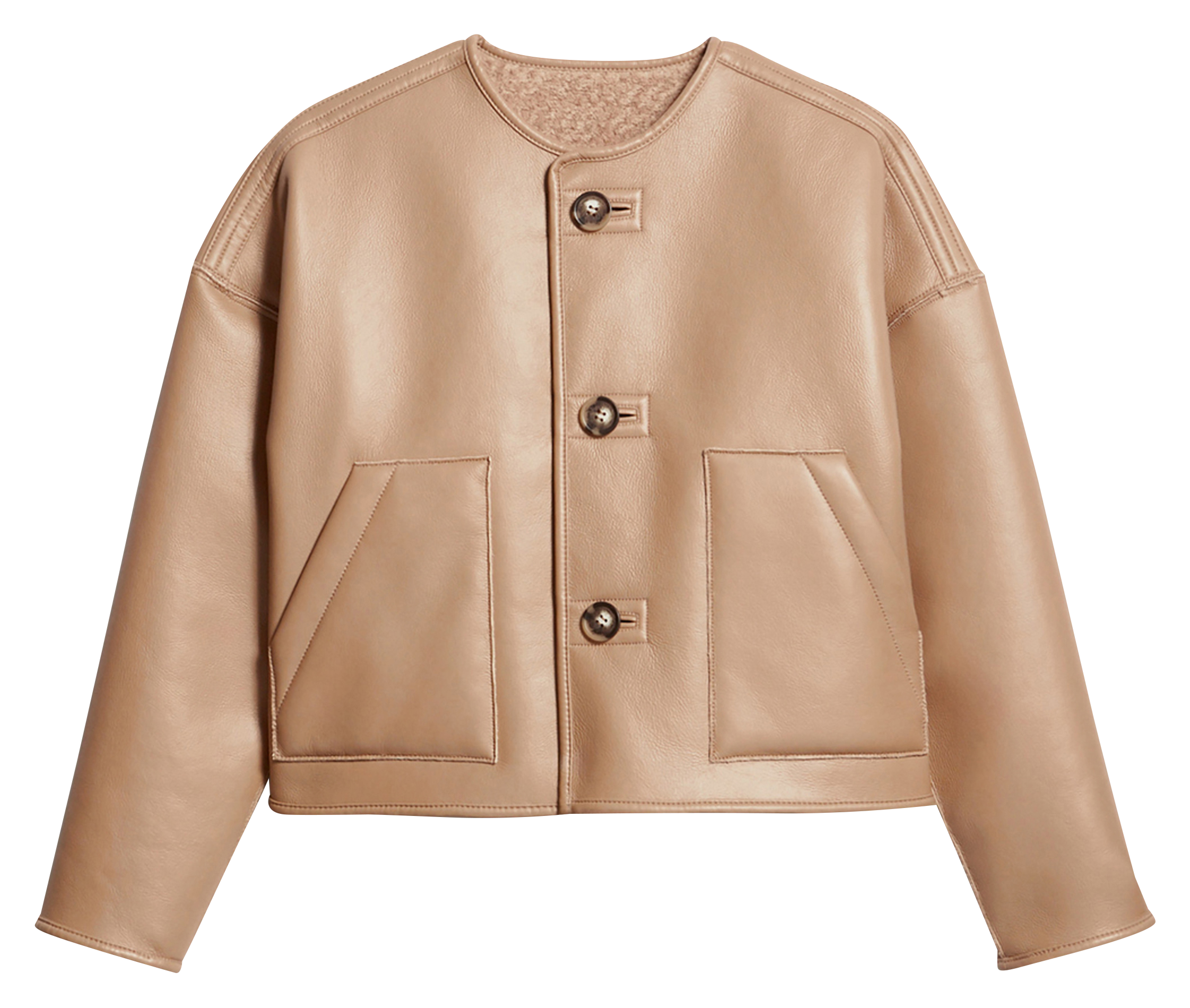 DUOMO - Blouse ample effet cuir et shearling | Beige