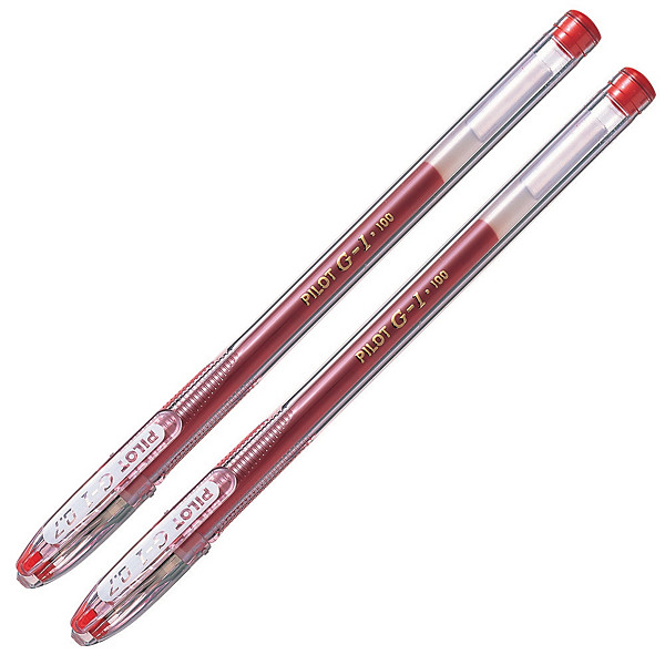 2 stylos-bille Pilot G1-07 coloris rouge