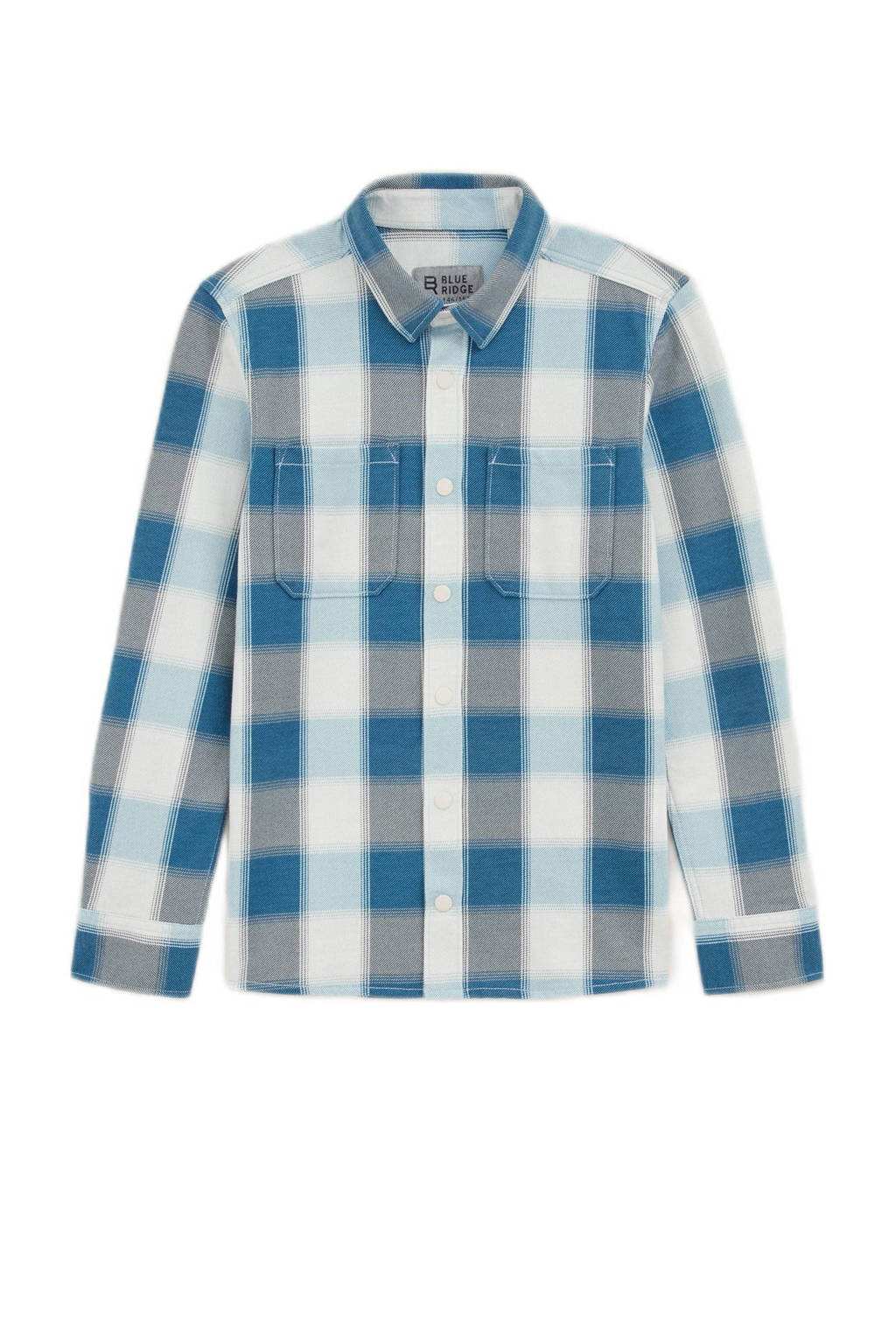 WE Fashion geruit overhemd blauw/wit/grijs