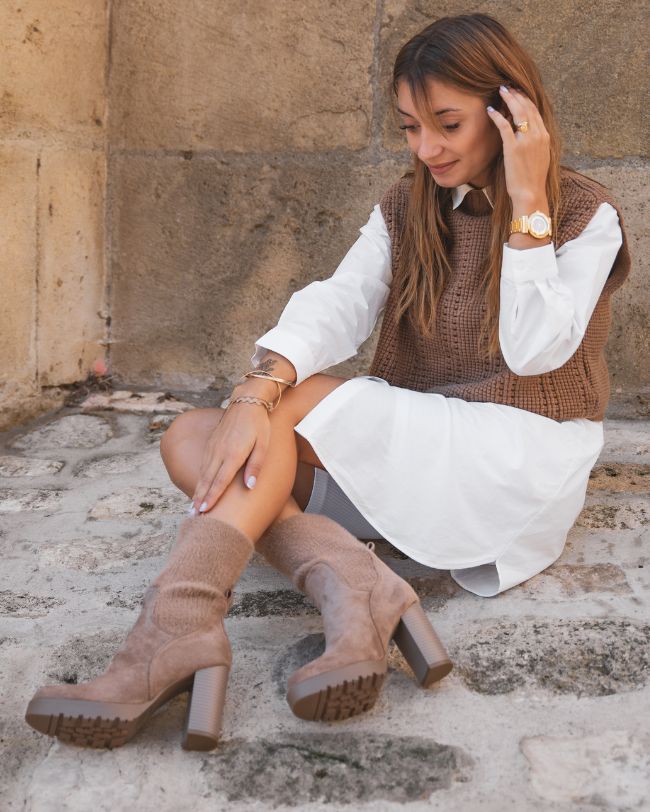 Bottines femme taupe à talon - Louison