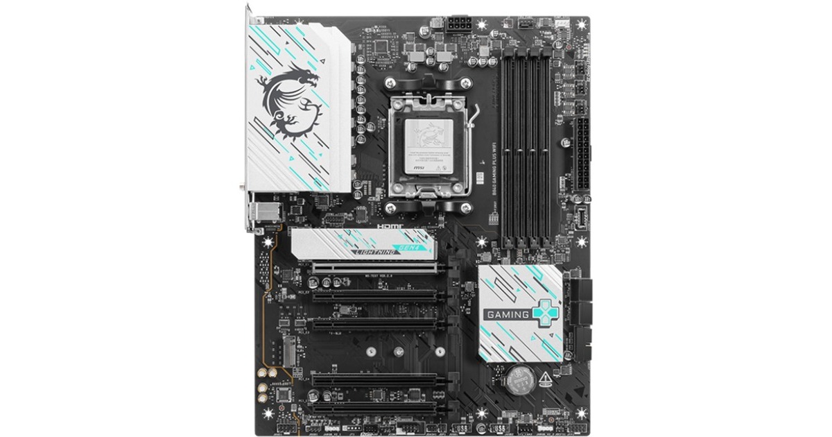 MSIB840 GAMING PLUS WIFI socket AM5 moederbord  (Zwart/zilver, RAID, 2.5 Gb-LAN, Sound, Wi-Fi 7, BT, ATX)