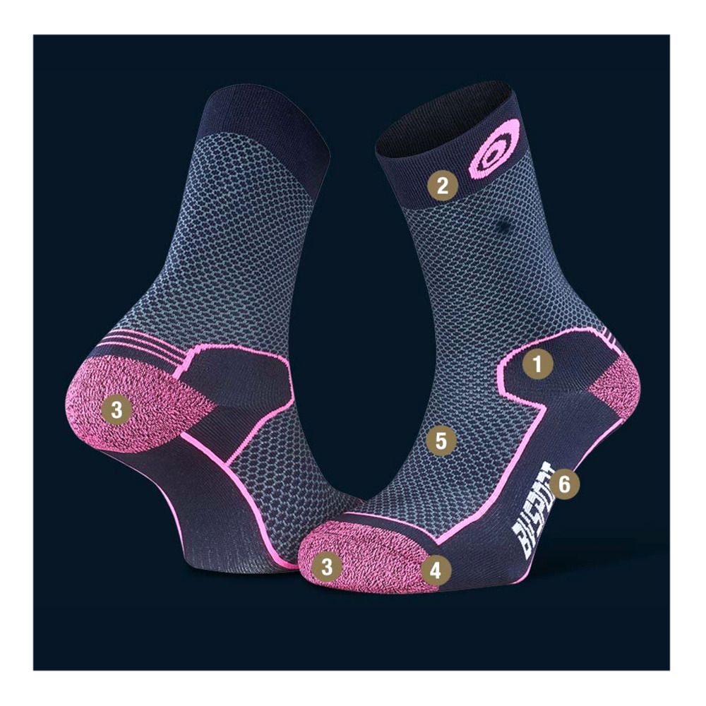 BV Sport DOUBLE POLYAMIDE EVO - Chaussettes bleu/rose