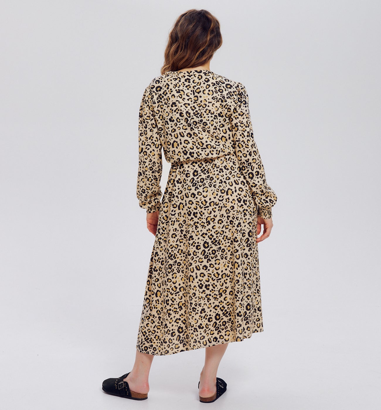 Robe mi-longue imprimée Femme - Imprimé écru