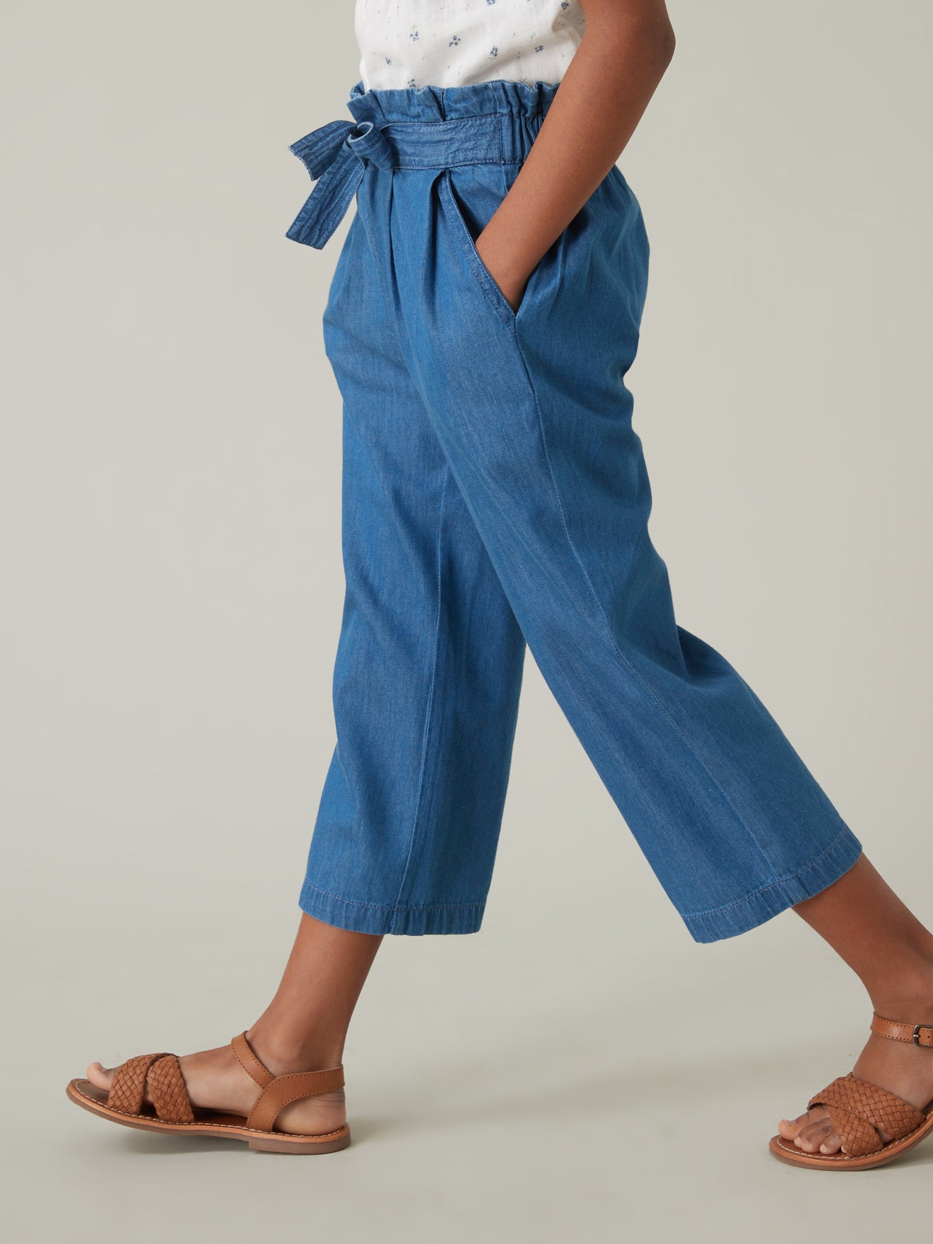 Pantalon large Fille en denim light