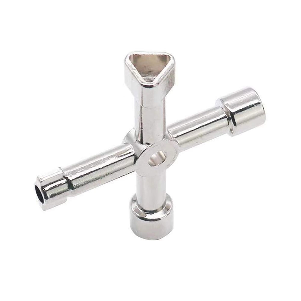 (Ø7cm) 4 Wege Universal Schlüssel Cross Key Dreikant/Vierkant Utilities Schaltschrankschlüssel - Silber