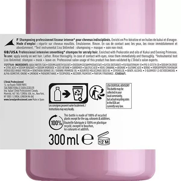 L'Oréal Professionnel Serie Expert Liss Unlimited Shampoo Suavizante Intenso 300ml