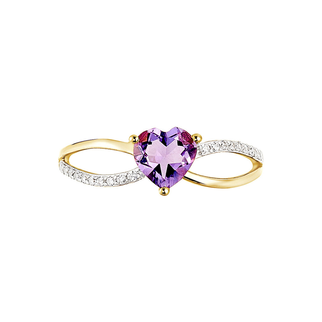 Bague Bertille Or Jaune Amethyste Et Oxyde De Zirconium