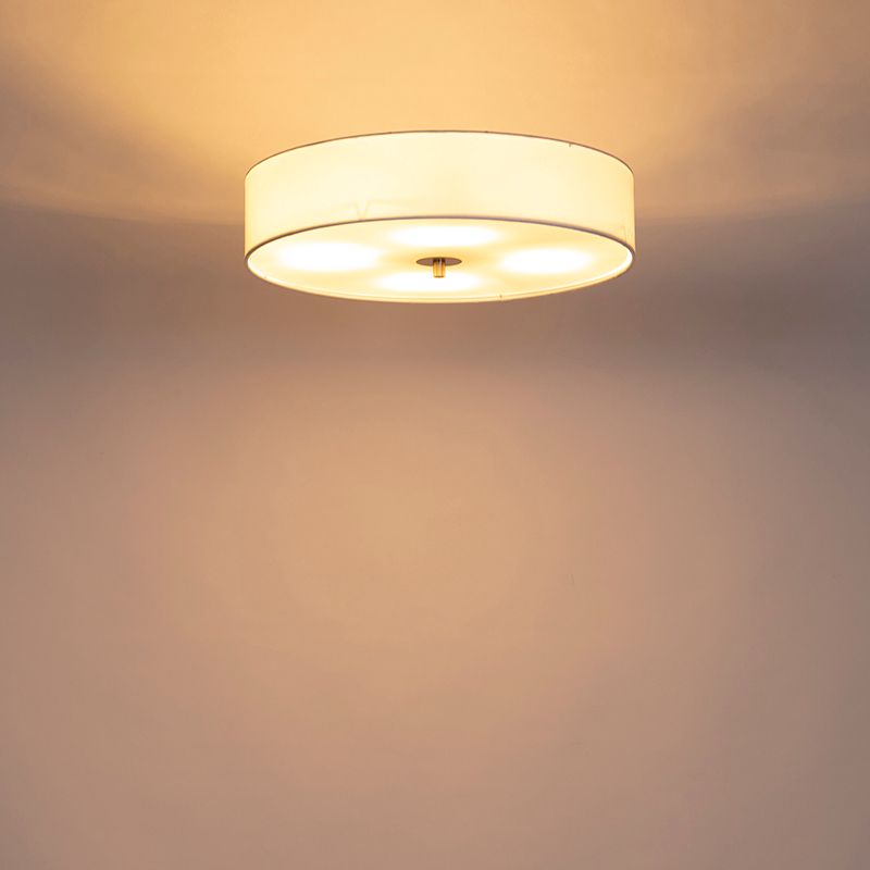 Landelijke plafondlamp wit 50 cm - Drum