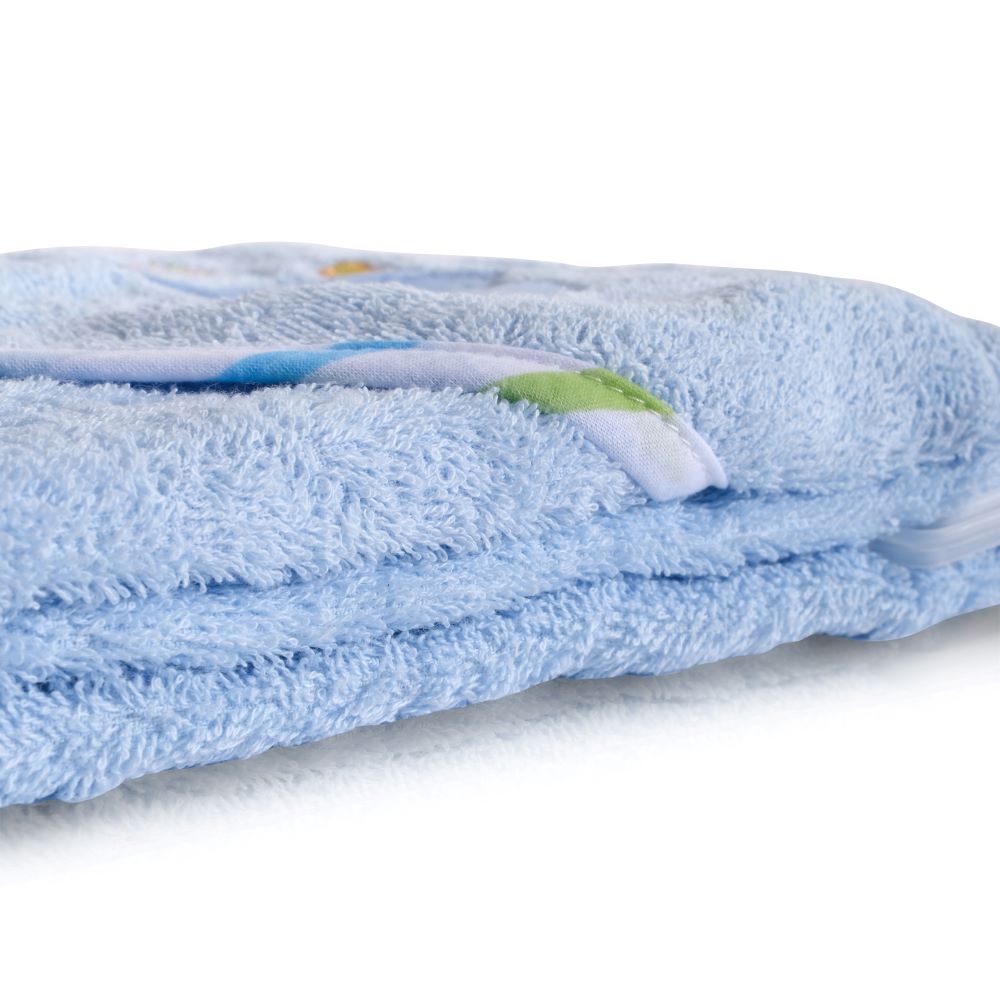 Cangaroo Baby-Kapuzenhandtuch Manny 76 x 76 cm Babyhandtuch Tiermotiv Baumwolle blau