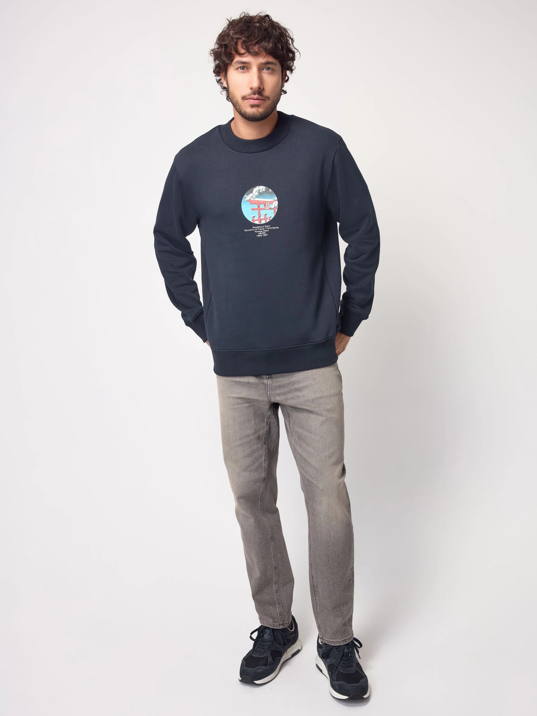 Donkerblauw - Hokusai kerstsweater